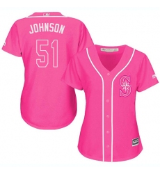 Women's Majestic Seattle Mariners #51 Randy Johnson Replica Pink Fashion Cool Base MLB Jersey