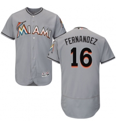 Men's Majestic Miami Marlins #16 Jose Fernandez Grey Road Flex Base Authentic Collection MLB Jersey