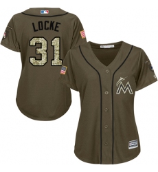 Women's Majestic Miami Marlins #31 Jeff Locke Authentic Green Salute to Service MLB Jersey