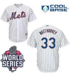 Youth Majestic New York Mets #33 Matt Harvey Replica White Home Cool Base 2015 World Series MLB Jersey