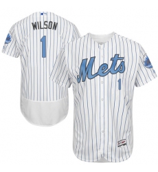 Men's Majestic New York Mets #1 Mookie Wilson Authentic White 2016 Father's Day Fashion Flex Base MLB Jersey