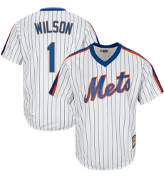 Men's Majestic New York Mets #1 Mookie Wilson Replica White Cooperstown MLB Jersey