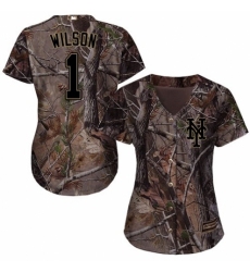 Women's Majestic New York Mets #1 Mookie Wilson Authentic Camo Realtree Collection Flex Base MLB Jersey