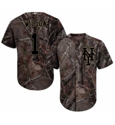 Youth Majestic New York Mets #1 Mookie Wilson Authentic Camo Realtree Collection Flex Base MLB Jersey