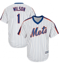 Youth Majestic New York Mets #1 Mookie Wilson Authentic White Alternate Cool Base MLB Jersey