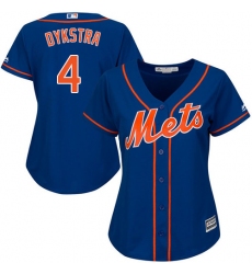 Women's Majestic New York Mets #4 Lenny Dykstra Authentic Royal Blue Alternate Home Cool Base MLB Jersey