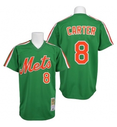 Men's Mitchell and Ness New York Mets #8 Gary Carter Replica Green 1985 Throwback MLB Jersey