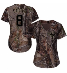 Women's Majestic New York Mets #8 Gary Carter Authentic Camo Realtree Collection Flex Base MLB Jersey