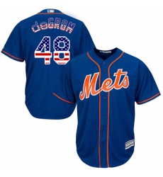 Men's Majestic New York Mets #48 Jacob DeGrom Replica Royal Blue USA Flag Fashion MLB Jersey