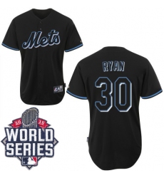 Men's Majestic New York Mets #30 Nolan Ryan Authentic Black Fashion 2015 World Series MLB Jersey