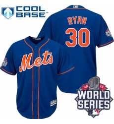 Men's Majestic New York Mets #30 Nolan Ryan Authentic Royal Blue Alternate Home Cool Base 2015 World Series MLB Jersey