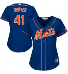Women's Majestic New York Mets #41 Tom Seaver Authentic Royal Blue Alternate Home Cool Base MLB Jersey