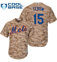 Men's Majestic New York Mets #15 Tim Tebow Authentic Camo Alternate Cool Base MLB Jersey