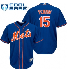 Youth Majestic New York Mets #15 Tim Tebow Authentic Royal Blue Alternate Home Cool Base MLB Jersey