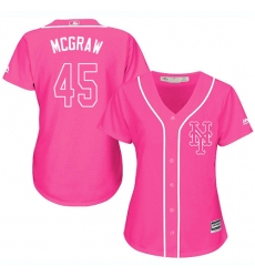 Women's Majestic New York Mets #45 Tug McGraw Authentic Pink Fashion Cool Base MLB Jersey