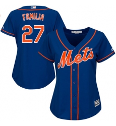Women's Majestic New York Mets #27 Jeurys Familia Authentic Royal Blue Alternate Home Cool Base MLB Jersey