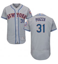 Men's Majestic New York Mets #31 Mike Piazza Grey Road Flex Base Authentic Collection MLB Jersey