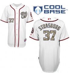 Men's Majestic Washington Nationals #37 Stephen Strasburg Authentic White USMC Cool Base MLB Jersey