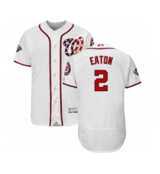 Men's Washington Nationals #2 Adam Eaton White Home Flex Base Authentic Collection 2019 World Series Bound Baseball Jersey
