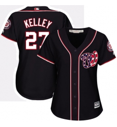 Women's Majestic Washington Nationals #27 Shawn Kelley Authentic Navy Blue Alternate 2 Cool Base MLB Jersey