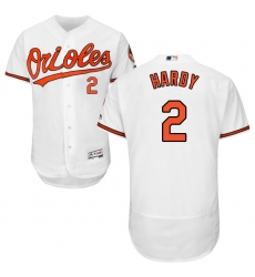 Men's Majestic Baltimore Orioles #2 J.J. Hardy White Home Flex Base Authentic Collection MLB Jersey
