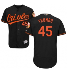 Men's Majestic Baltimore Orioles #45 Mark Trumbo Black Alternate Flex Base Authentic Collection MLB Jersey