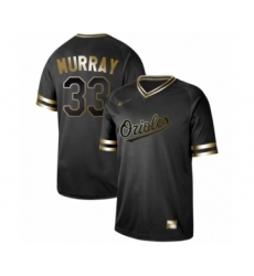 Men's Baltimore Orioles #33 Eddie Murray Authentic Black Gold Fashion Baseball Jersey