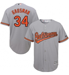 Men's Majestic Baltimore Orioles #34 Kevin Gausman Replica Grey Road Cool Base MLB Jersey