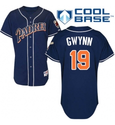 Men's Majestic San Diego Padres #19 Tony Gwynn Authentic Navy Blue 1998 Turn Back The Clock MLB Jersey
