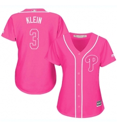 Women's Majestic Philadelphia Phillies #3 Chuck Klein Replica Pink Fashion Cool Base MLB Jersey