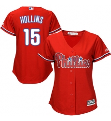 Women's Majestic Philadelphia Phillies #15 Dave Hollins Authentic Red Alternate Cool Base MLB Jersey