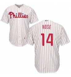 Youth Majestic Philadelphia Phillies #14 Pete Rose Authentic White/Red Strip Home Cool Base MLB Jersey