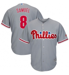 Men's Majestic Philadelphia Phillies #8 Juan Samuel Replica Grey Road Cool Base MLB Jersey