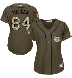 Women's Majestic Texas Rangers #84 Prince Fielder Authentic Green Salute to Service MLB Jersey