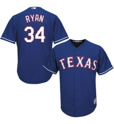 Youth Majestic Texas Rangers #34 Nolan Ryan Authentic Royal Blue Alternate 2 Cool Base MLB Jersey