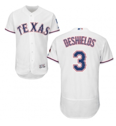 Men's Majestic Texas Rangers #3 Delino DeShields White Home Flex Base Authentic Collection MLB Jersey