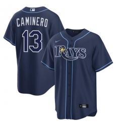 Men's Tampa Bay Rays #13 Junior Caminero Navy Cool Base Stitched Baseball Jersey