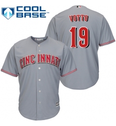 Youth Majestic Cincinnati Reds #19 Joey Votto Authentic Grey Road Cool Base MLB Jersey