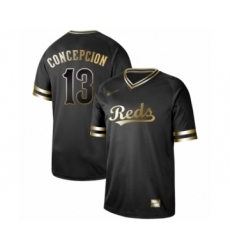 Men's Cincinnati Reds #13 Dave Concepcion Authentic Black Gold Fashion Baseball Jersey
