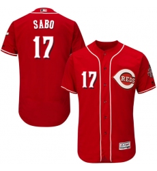 Men's Majestic Cincinnati Reds #17 Chris Sabo Red Alternate Flex Base Authentic Collection MLB Jersey