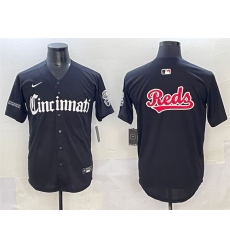 Men's Cincinnati Reds Team Big Logo Black 'Gothic Queen City Edition' Vapor Premier Limited Stitched Baseball Jersey