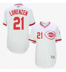 Men's Majestic Cincinnati Reds #21 Michael Lorenzen White Flexbase Authentic Collection Cooperstown MLB Jersey