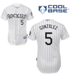 Youth Majestic Colorado Rockies #5 Carlos Gonzalez Authentic White Home Cool Base MLB Jersey