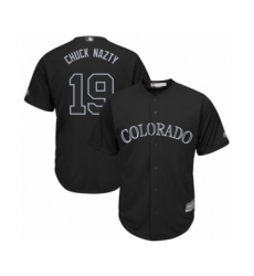 Men's Colorado Rockies #19 Charlie Blackmon  Chuck Nazty Authentic Black 2019 Players Weekend Baseball Jersey