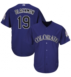 Men's Majestic Colorado Rockies #19 Charlie Blackmon Replica Purple Alternate 1 Cool Base MLB Jersey