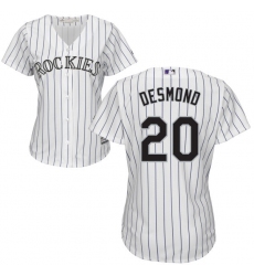 Women's Majestic Colorado Rockies #20 Ian Desmond Replica White Home Cool Base MLB Jersey