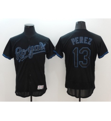 Men's Kansas City Royals #13 Salvador Perez Black Jersey