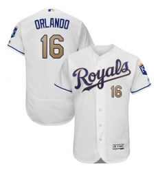 Men's Majestic Kansas City Royals #16 Paulo Orlando White Home Flex Base Authentic MLB Jersey