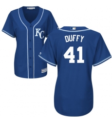 Women's Majestic Kansas City Royals #41 Danny Duffy Authentic Blue Alternate 2 Cool Base MLB Jersey