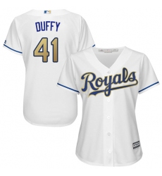 Women's Majestic Kansas City Royals #41 Danny Duffy Authentic White Home Cool Base MLB Jersey
